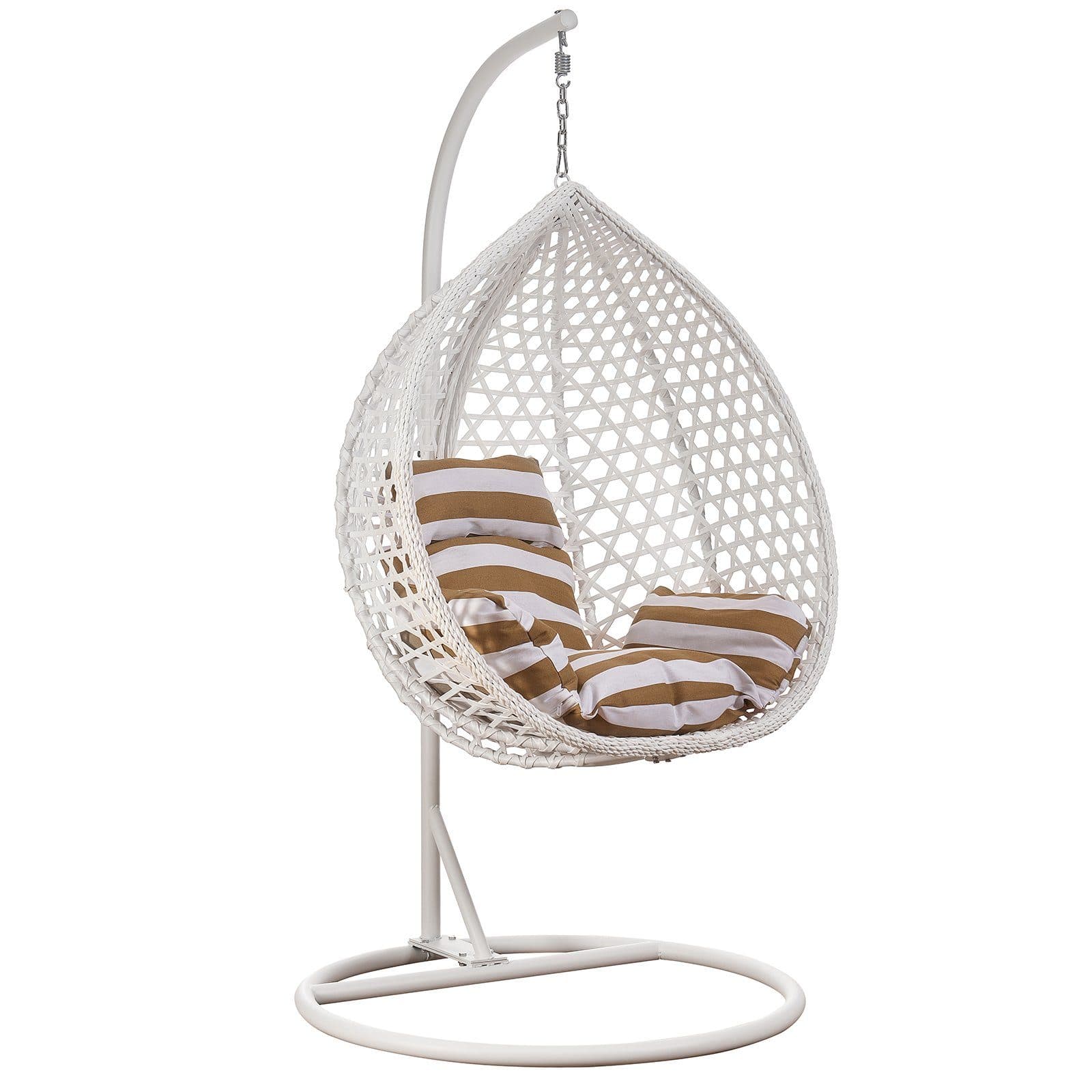 RAMROXX Hängesessel XXL Rattan Korb Weiss mit Kissen Braun - Bild 2