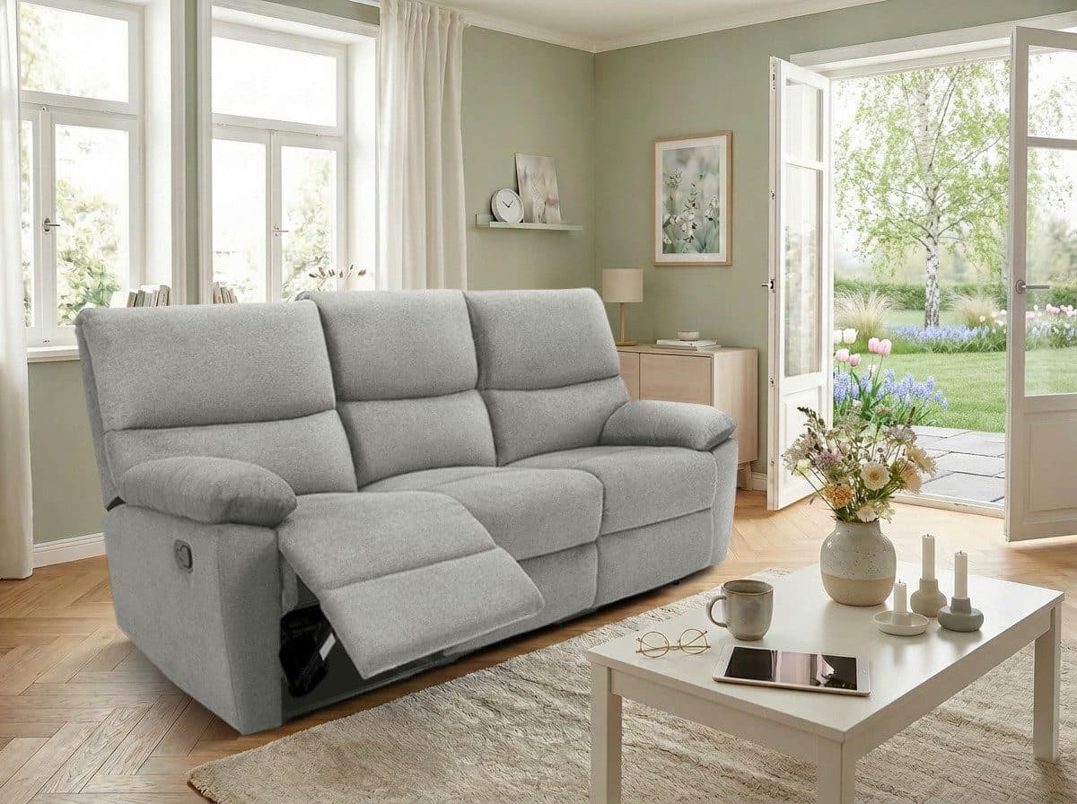 Home affaire LANNOY 3-Sitzer Sofa mit Relaxfunktion und USB-Anschluss hellgrau