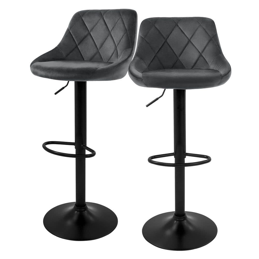 ML-DESIGN Barhocker 2er Set Grau Samt Höhenverstellbar - Bild 2