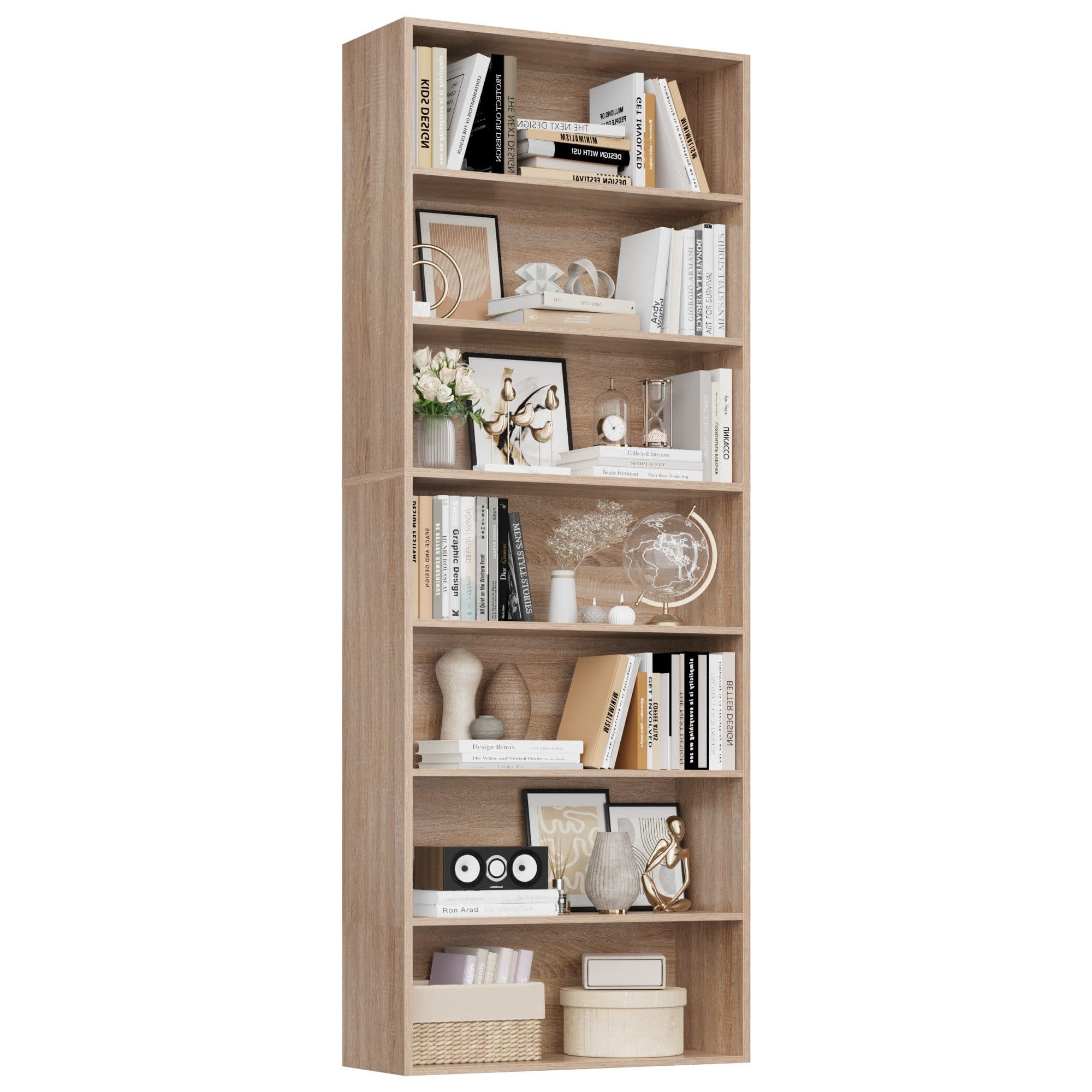Homfa Bücherregal 210cm Standregal Bücherschrank 7 Fächer Eiche - Bild 2