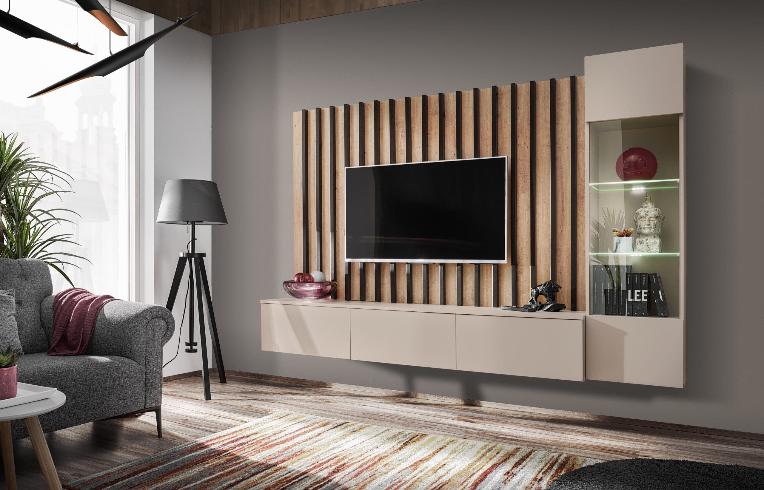 ASM-Moebel Wohnwand VERTI mit LED und Push-Click