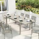 Outsunny Gartentisch mit Holzoptik ausziehbar Hellgrau Bild 2