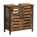 VASAGLE Waschbeckenunterschrank Badschrank Aufbewahrungsschrank 2 Lamellentüren Vintagebraun Bild 2