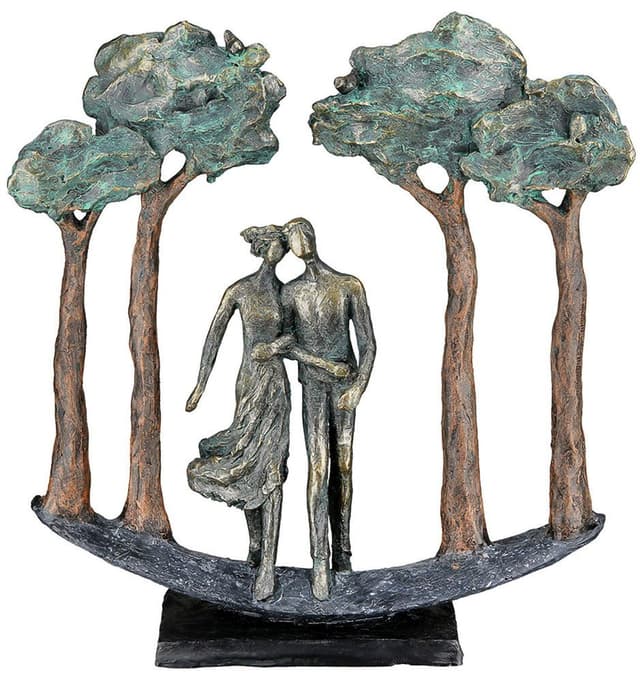 Casablanca by Gilde "Under Trees" Skulptur in Bronzefarbe mit Grün- und Schwarz-Akzenten