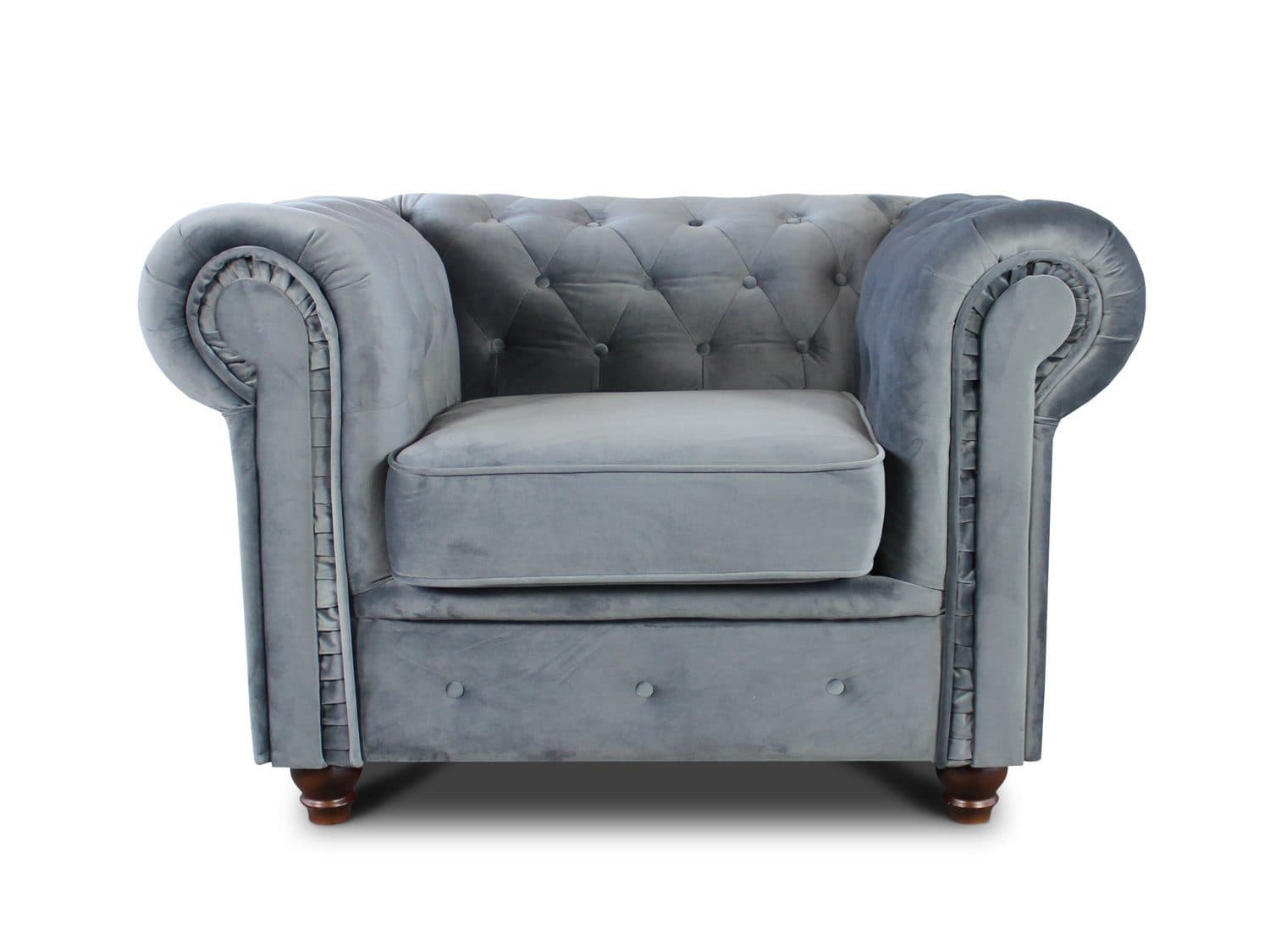 Sofnet Ohrensessel Asti 1 Chesterfield Grau Velours - Bild 2