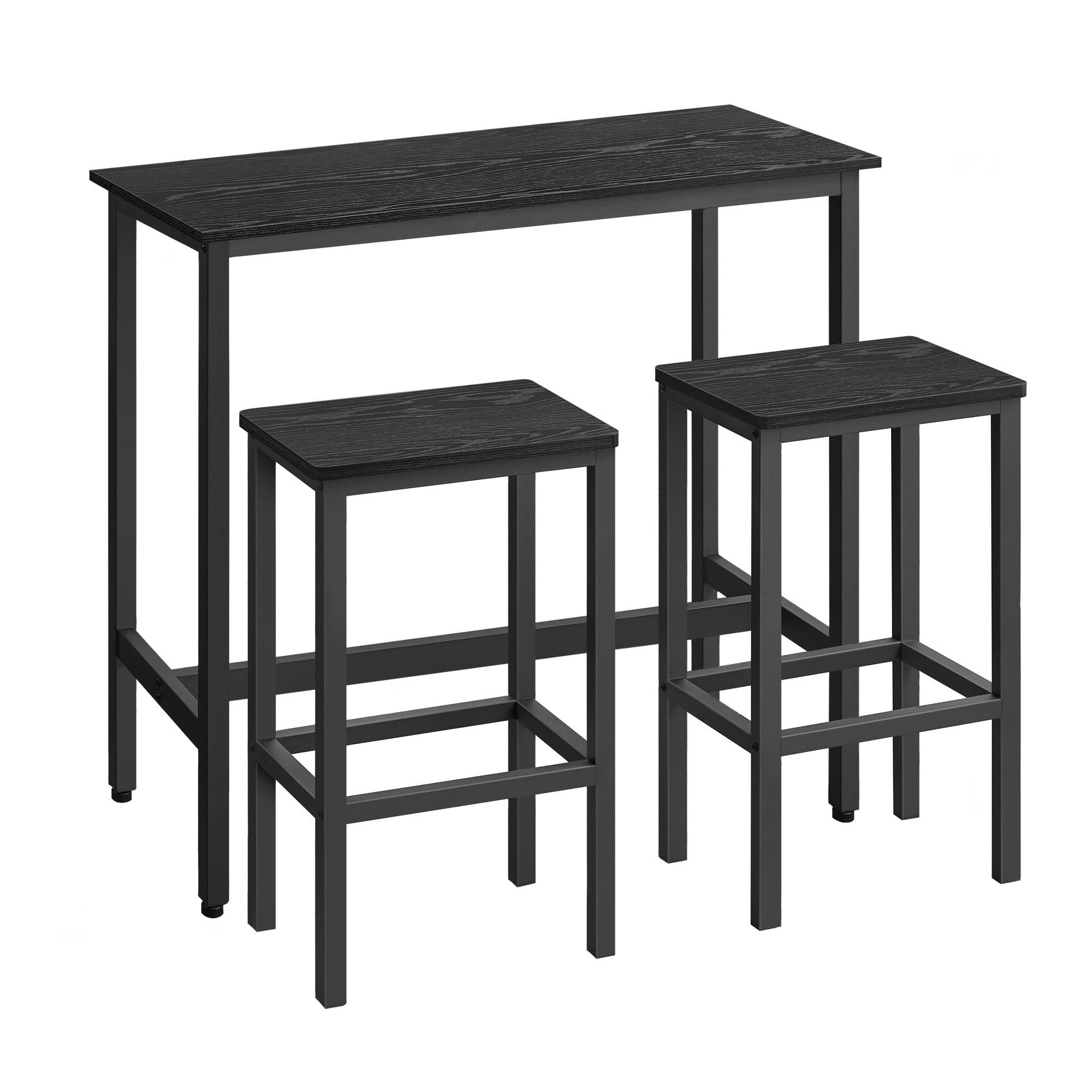 VASAGLE Bartisch-Set Stehtisch mit 2 Barhockern Ebenholzschwarz - Bild 2