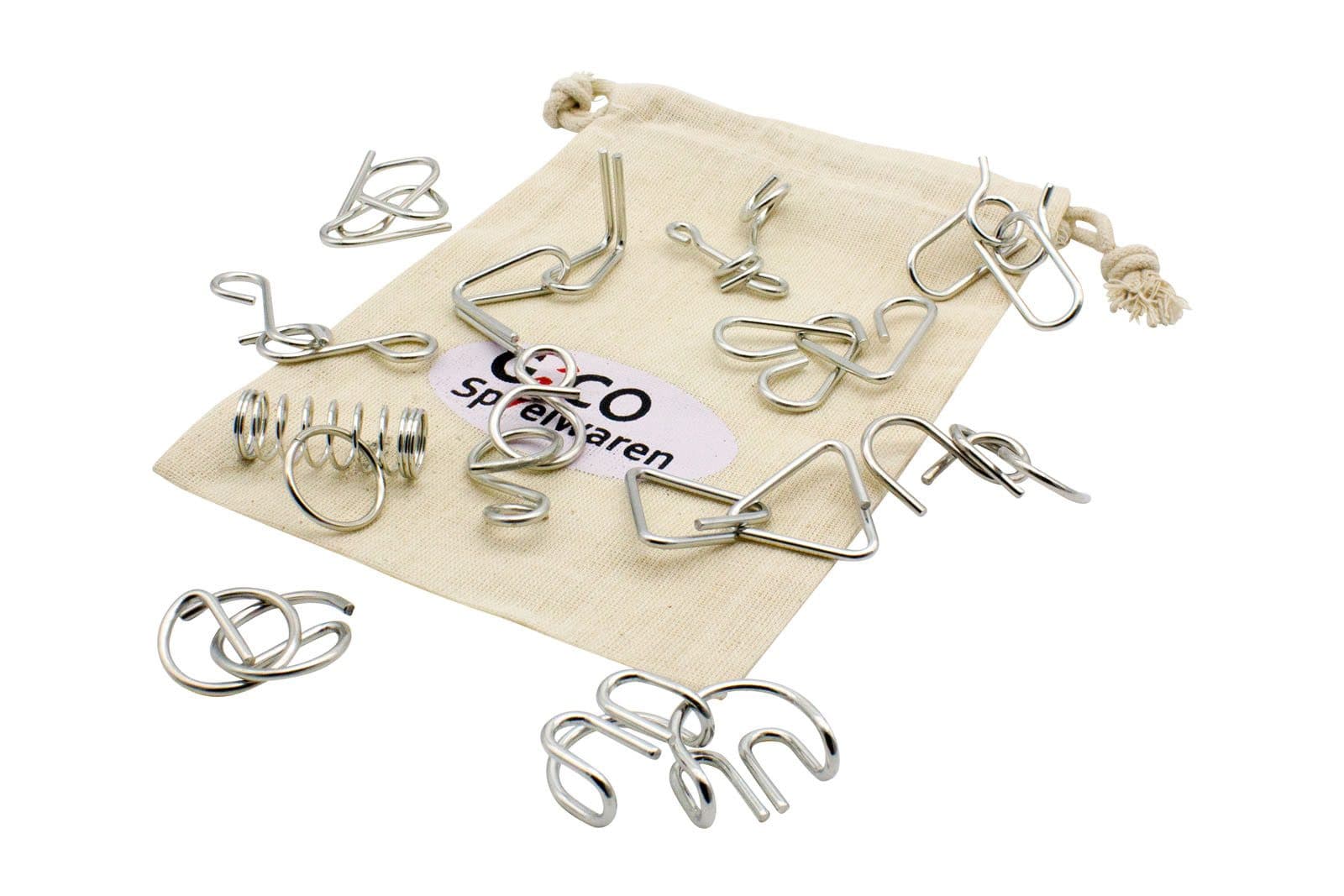 GICO Spielesammlung 12 Metall Knobelspiele für Kinder Erwachsene