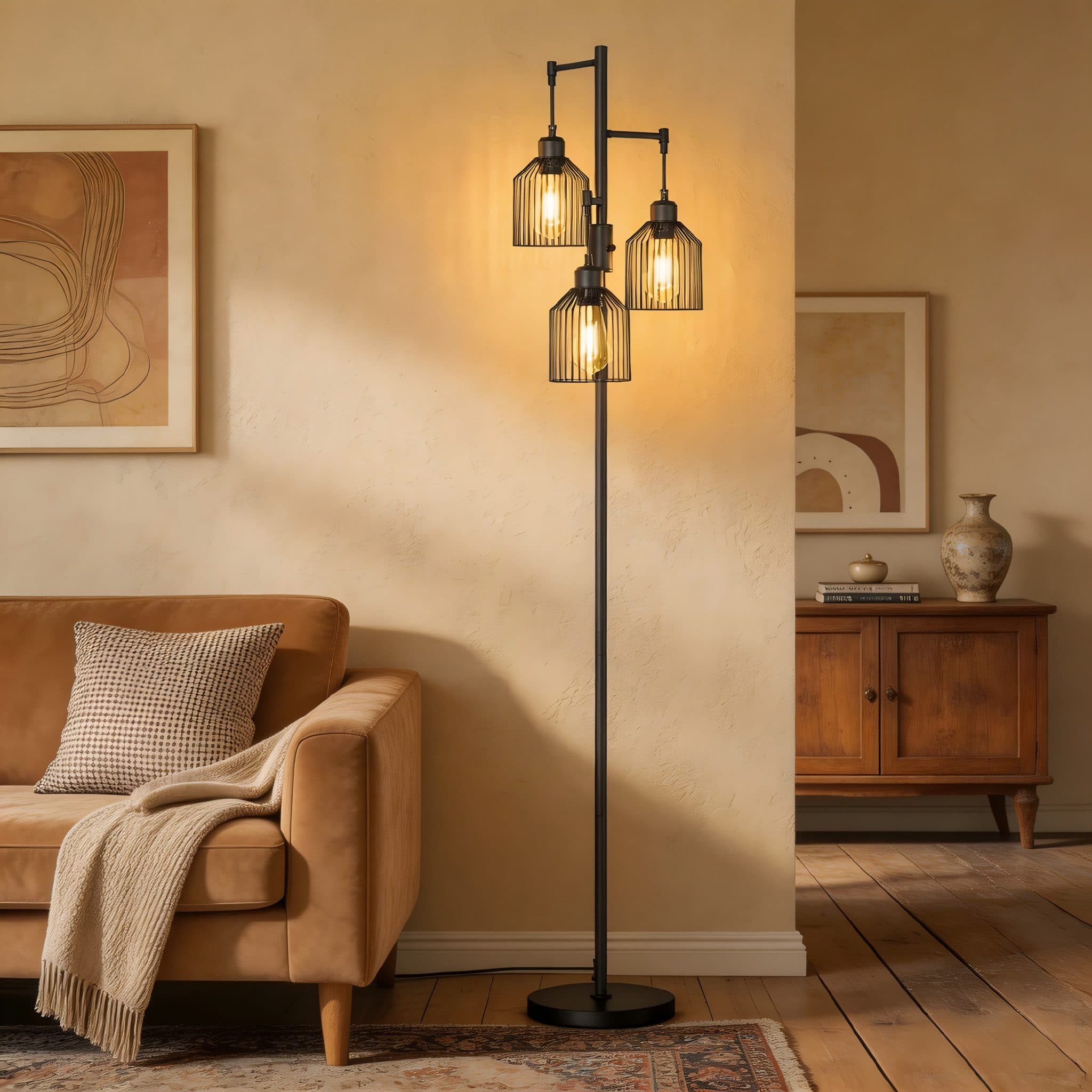 VASAGLE Stehlampe 3-flammig Tintenschwarz modern - Bild 2