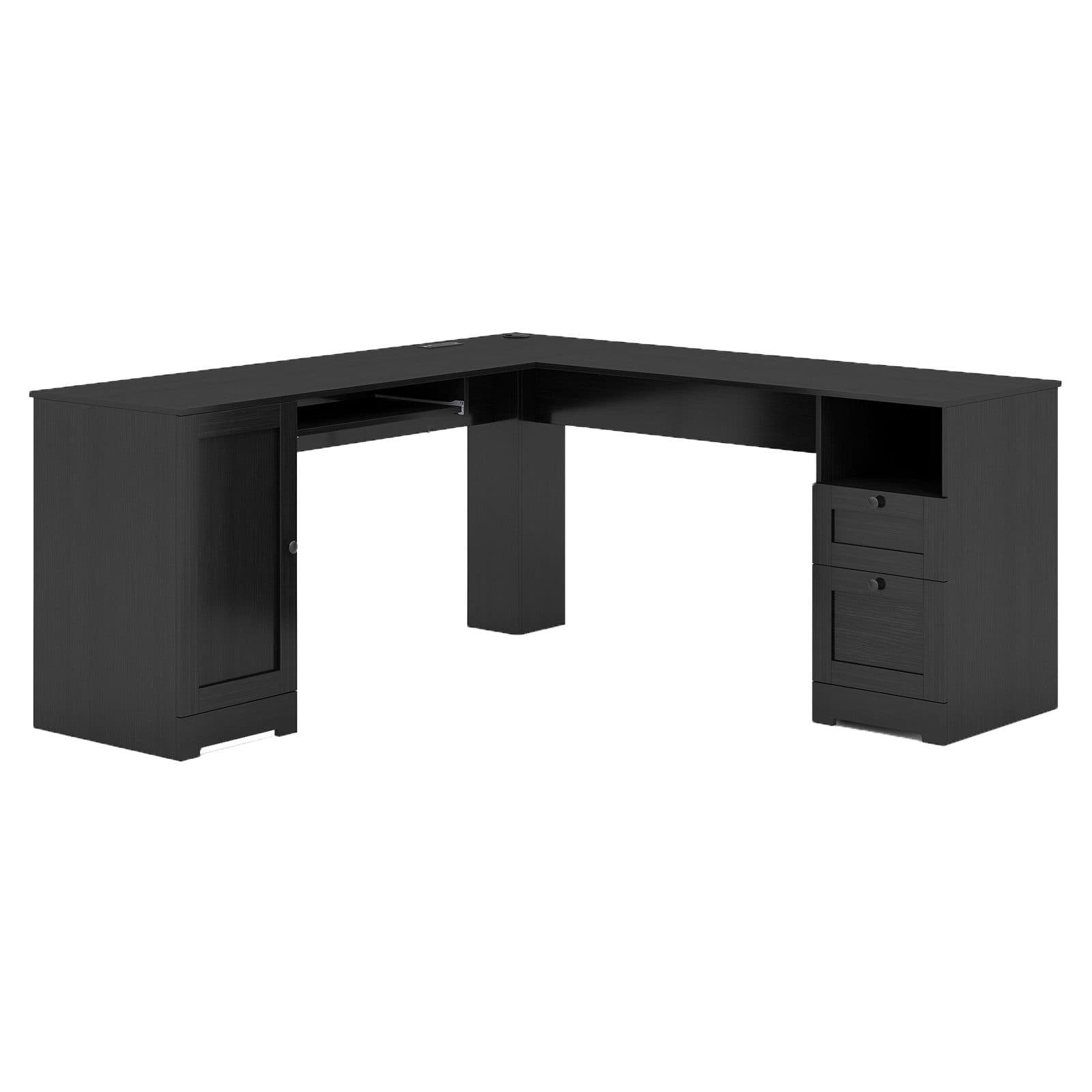 COSTWAY Eckschreibtisch L-Form mit Ladestation, Schrank & 2 Schubladen - Bild 2
