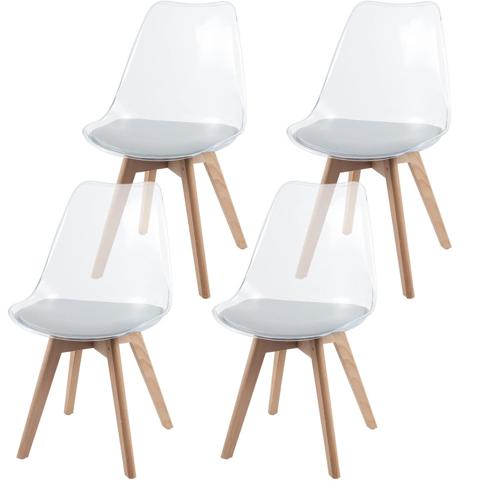 KOMFOTTEU Esszimmerstuhl 4er Set Grau/Weiß Modern