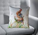 texpot Kissenhülle Dekokissen Druck Häschen Schleife Ostern Frühling Bild 2