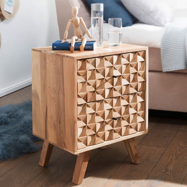 Massivholz Nachtschrank mit Schublade | Akazie | Boxspringbett