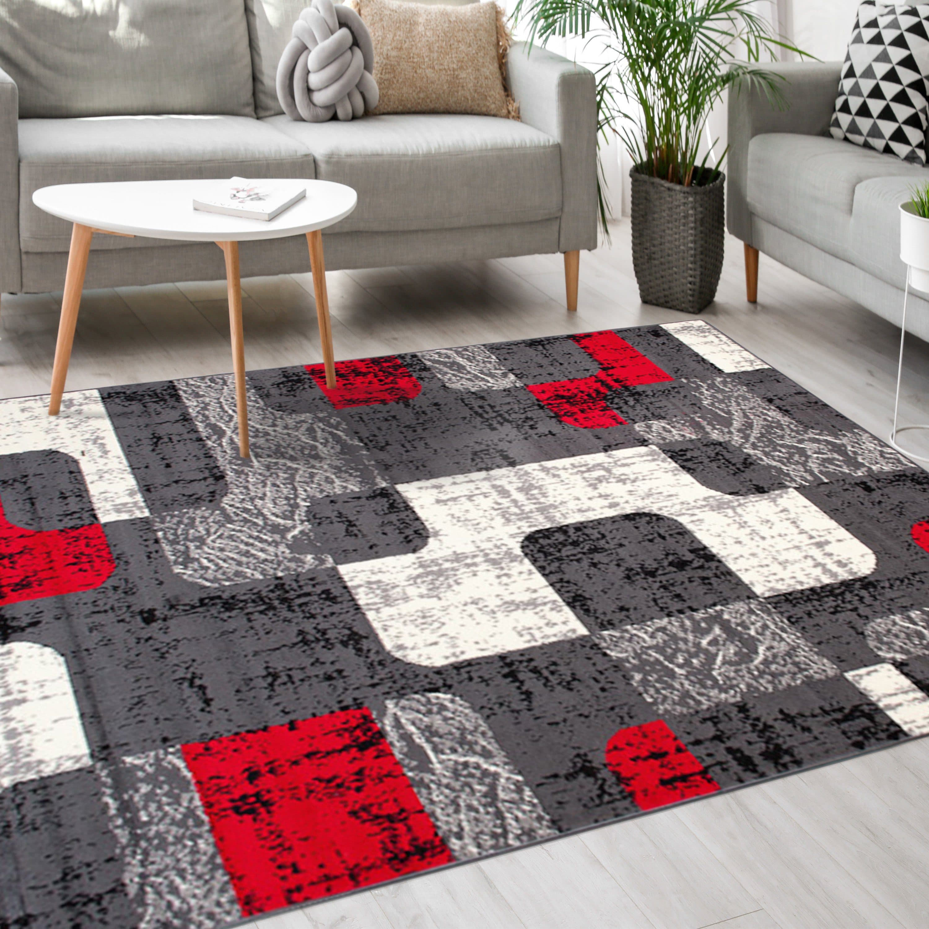 Mazovia Designteppich Modern Kurzflor Wohnzimmerteppich Robust und Pflegeleicht Grau