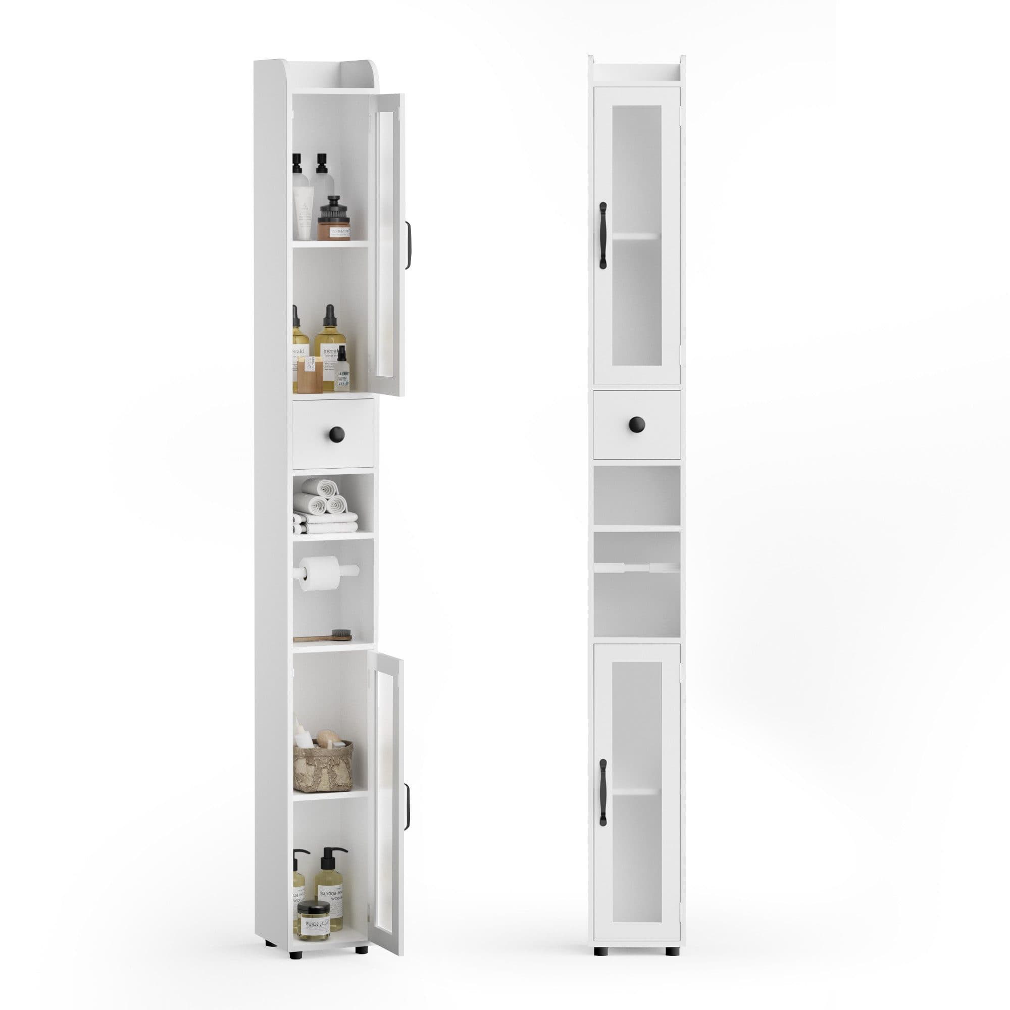 FiveWillowise Hochschrank Schmal Weiß mit Schublade - Bild 2