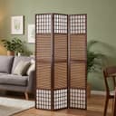 Homestyle4u Paravent Raumteiler 3-teilig Braun Weiß Holz Bambus Bild 2