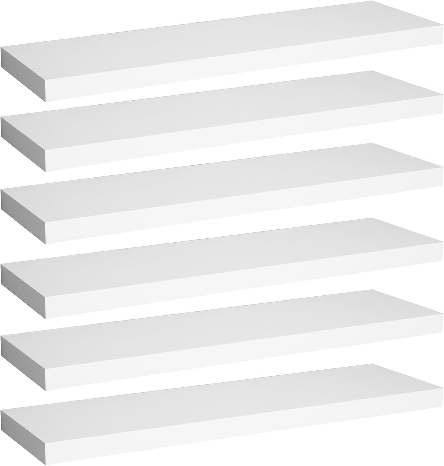 Woltu Wandregal 6-tlg. Schweberegal Grau Holzoptik - Bild 2