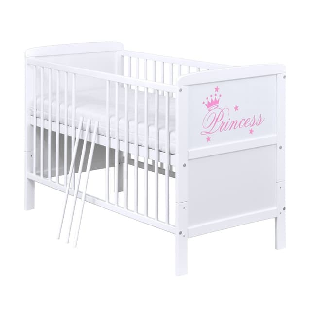 Baby-Delux Natalie Princess Babybett: Weißes Kinderbett mit Prinzessinnen-Design