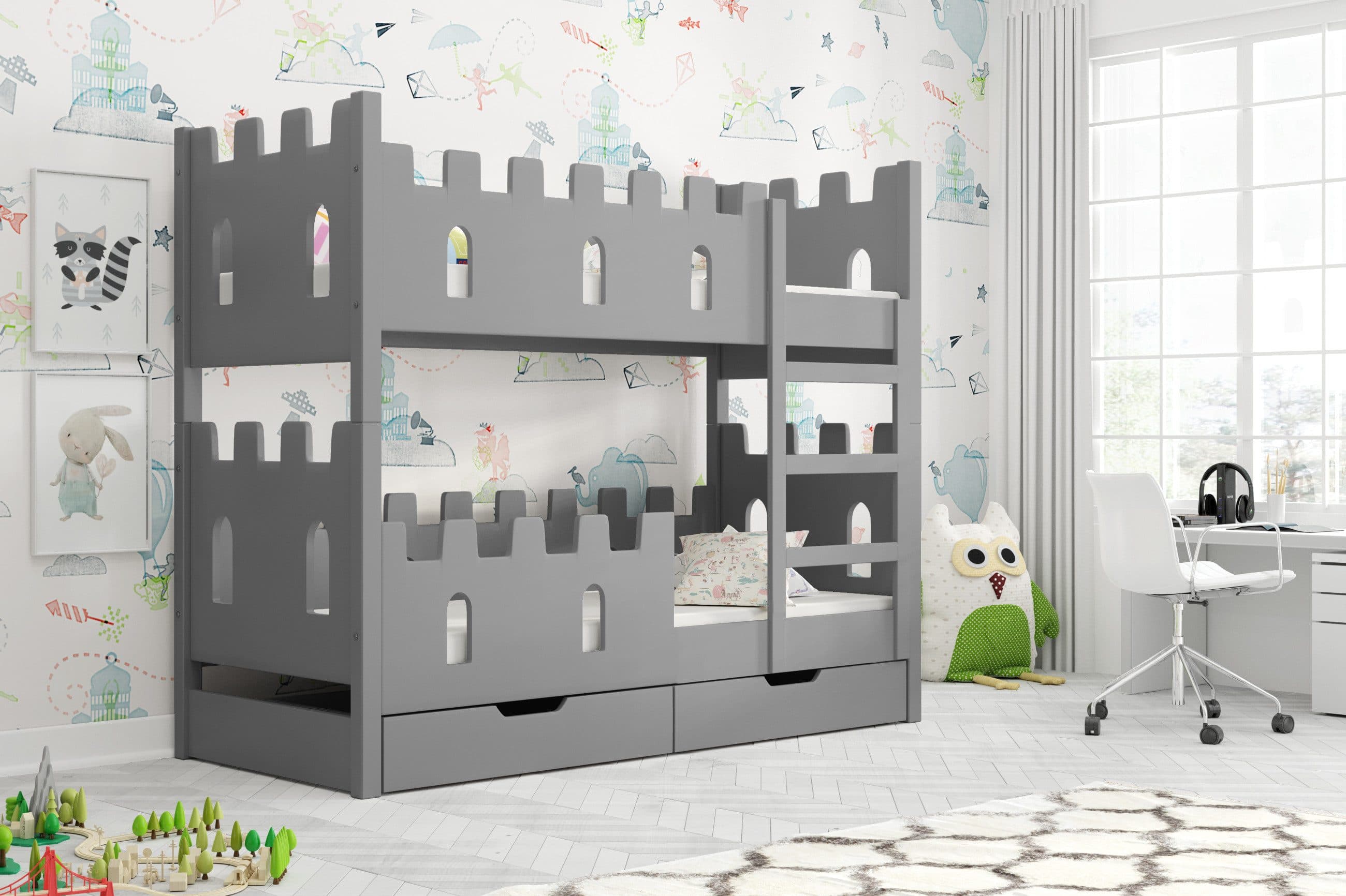 thematys Hochbett Schlossdesign mit Schubladen und Matratzen - Bild 2