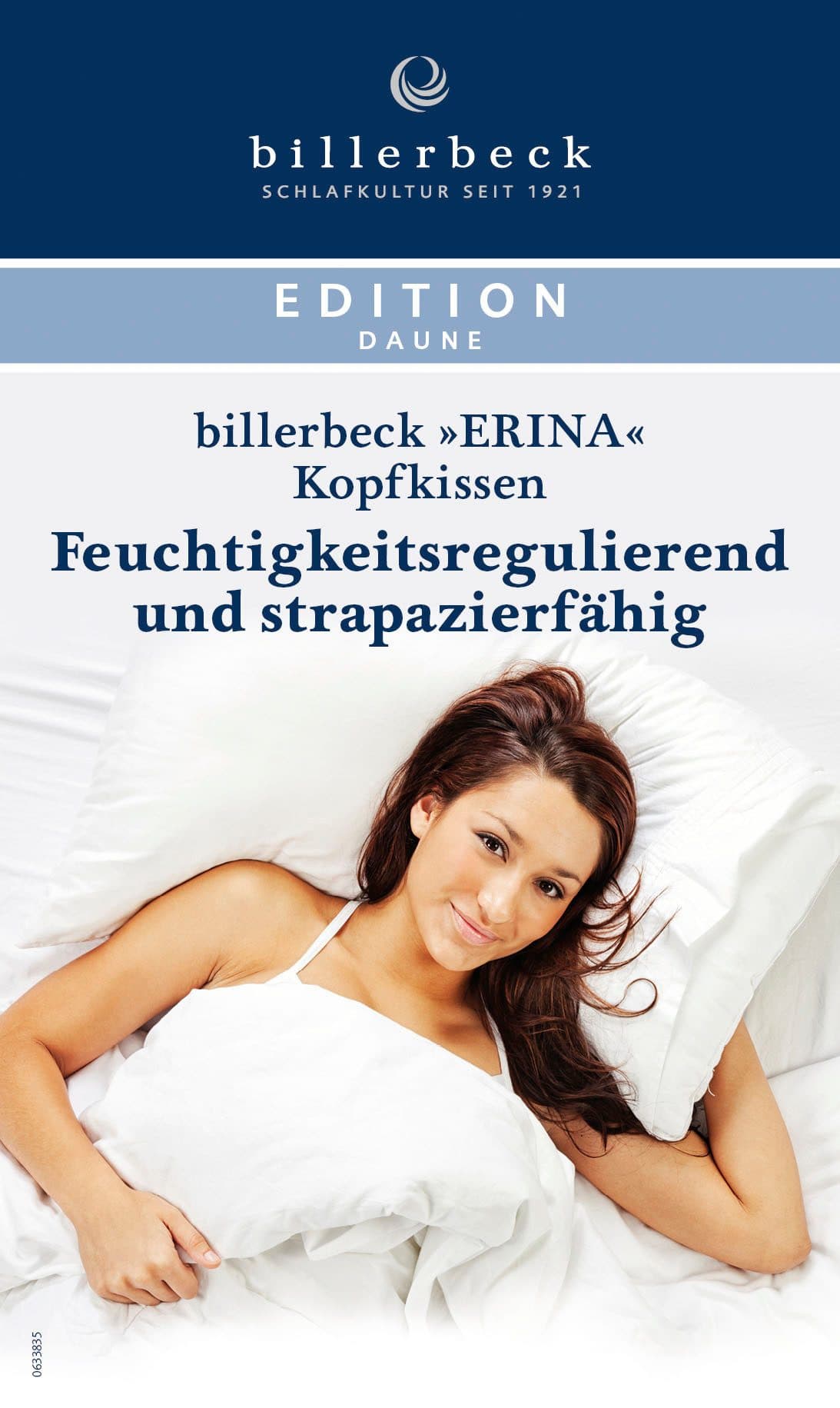 billerbeck 3-Kammer-Kopfkissen Erina 3-K Weiß Allergikerfreundlich Daunen Federn - Bild 2