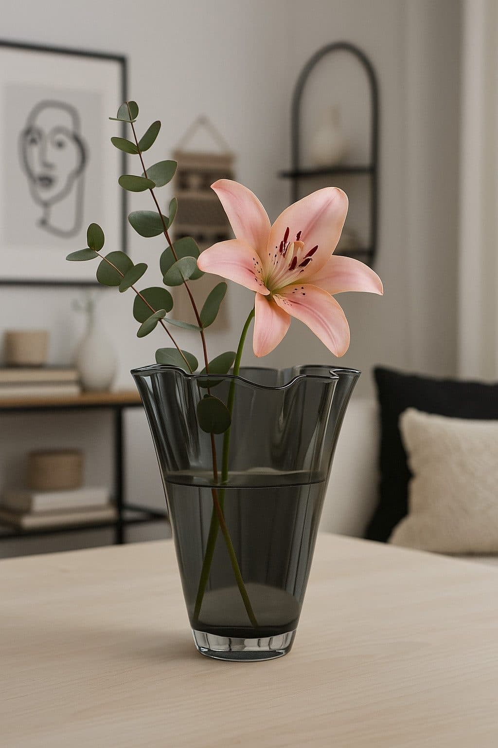 Signature Home Collection Tischvase Grau Glas Handgefertigt - Bild 2