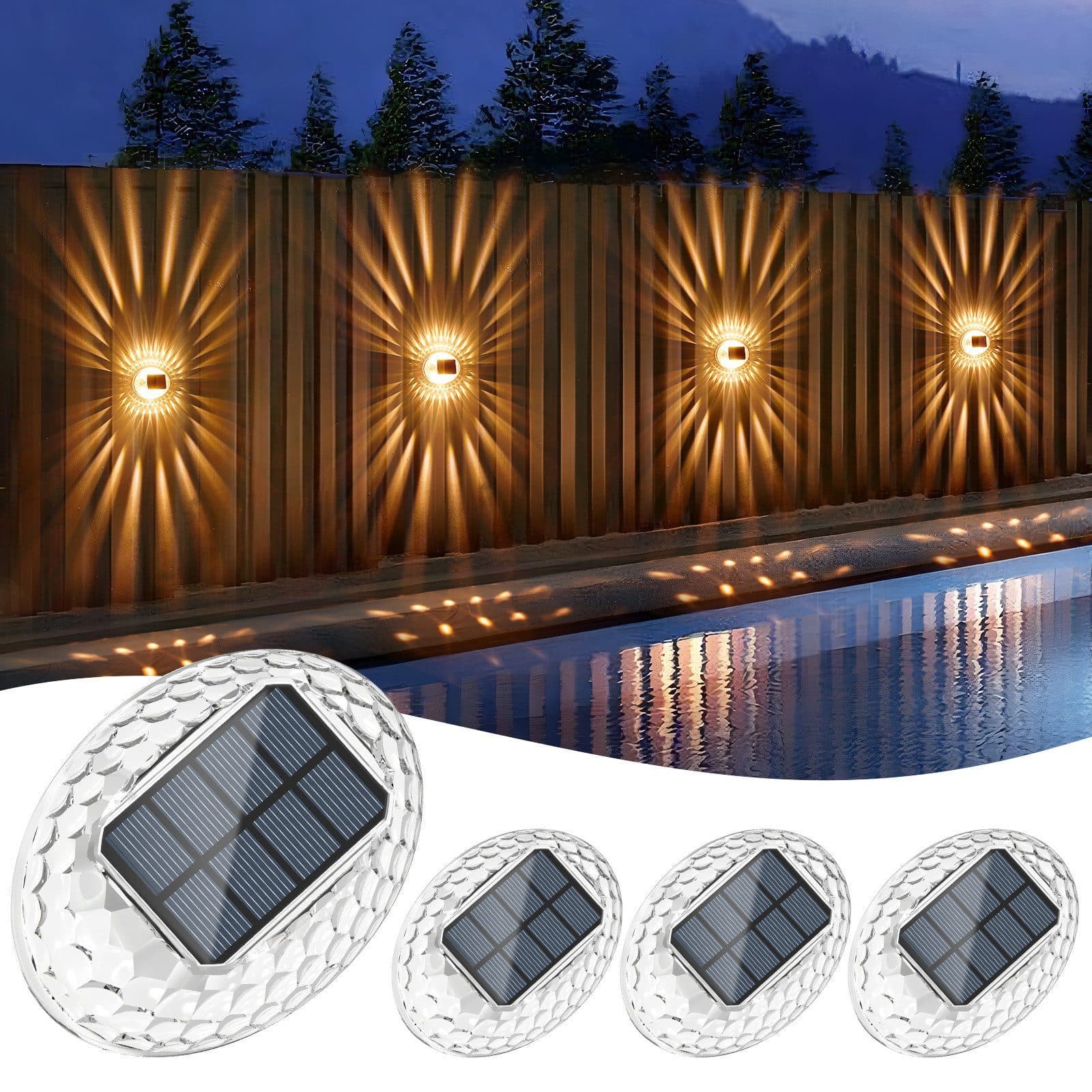 Quntis LED Solarleuchte 4 Stück Aussen Bodenbeleuchtung IP65 Wasserdicht - Bild 2