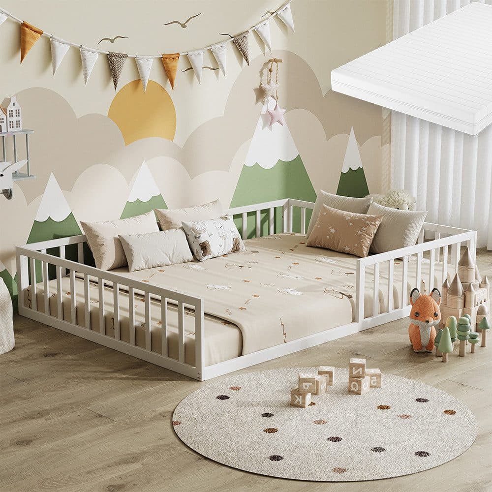 VitaliSpa® Kinderbett Minno Weiß Bodenbett mit Matratze - Bild 2