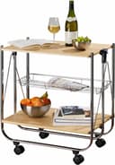 WENKO Servierwagen Dinett Deluxe Zusammenklappbar Silber Ahornfarben Bild 2