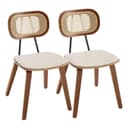 WAHSON OFFICE CHAIRS Esszimmerstuhl 2er Set Beige PU-Leder Rattan Holz Bild 2