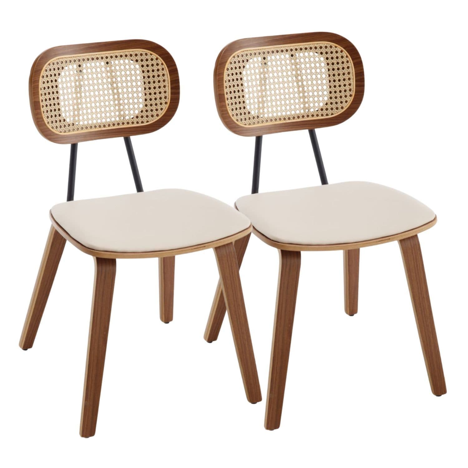 WAHSON OFFICE CHAIRS Esszimmerstuhl 2er Set Beige PU-Leder Rattan Holz - Bild 2