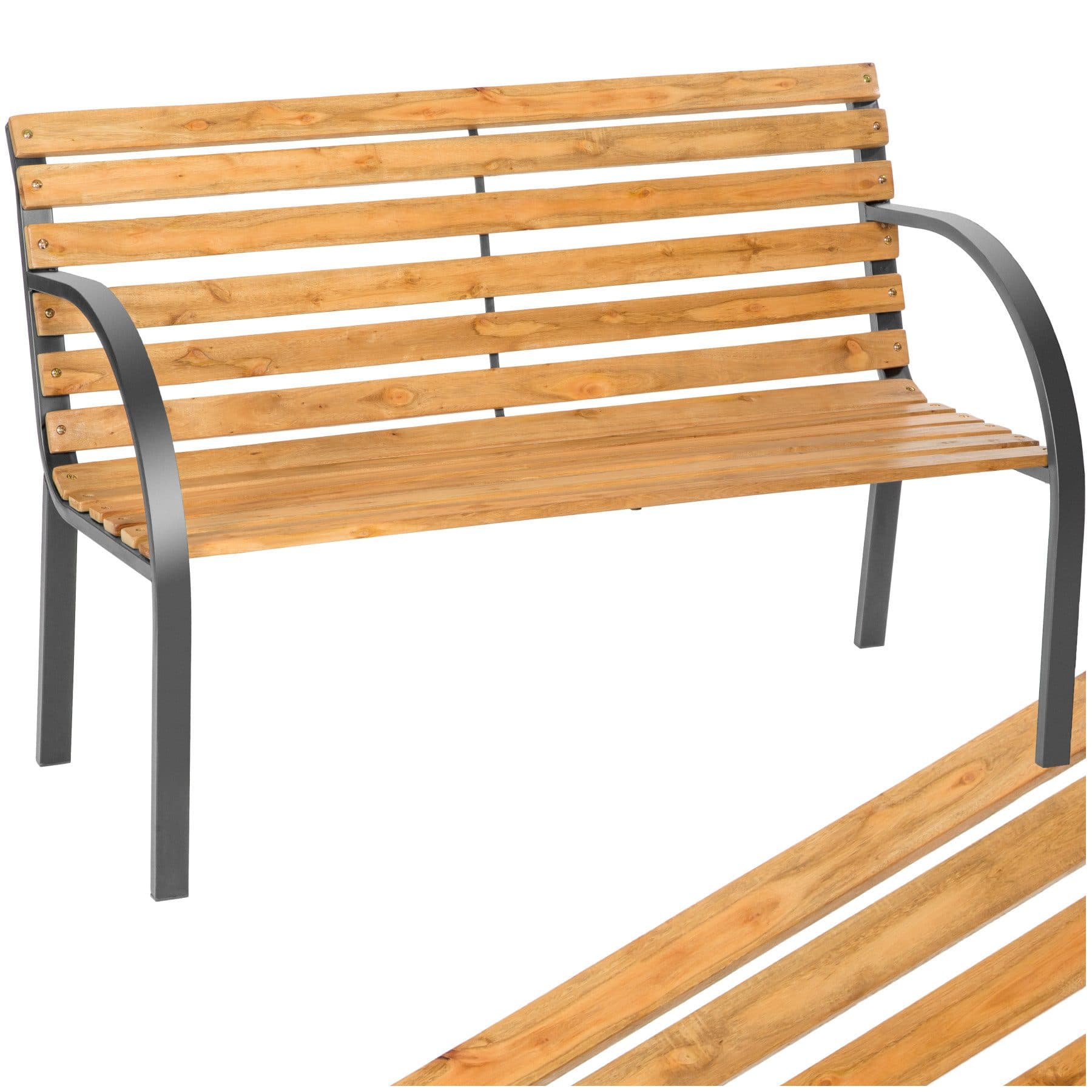 tectake Gartenbank Michaela 2-Sitzer Braun Holz Stahl - Bild 2
