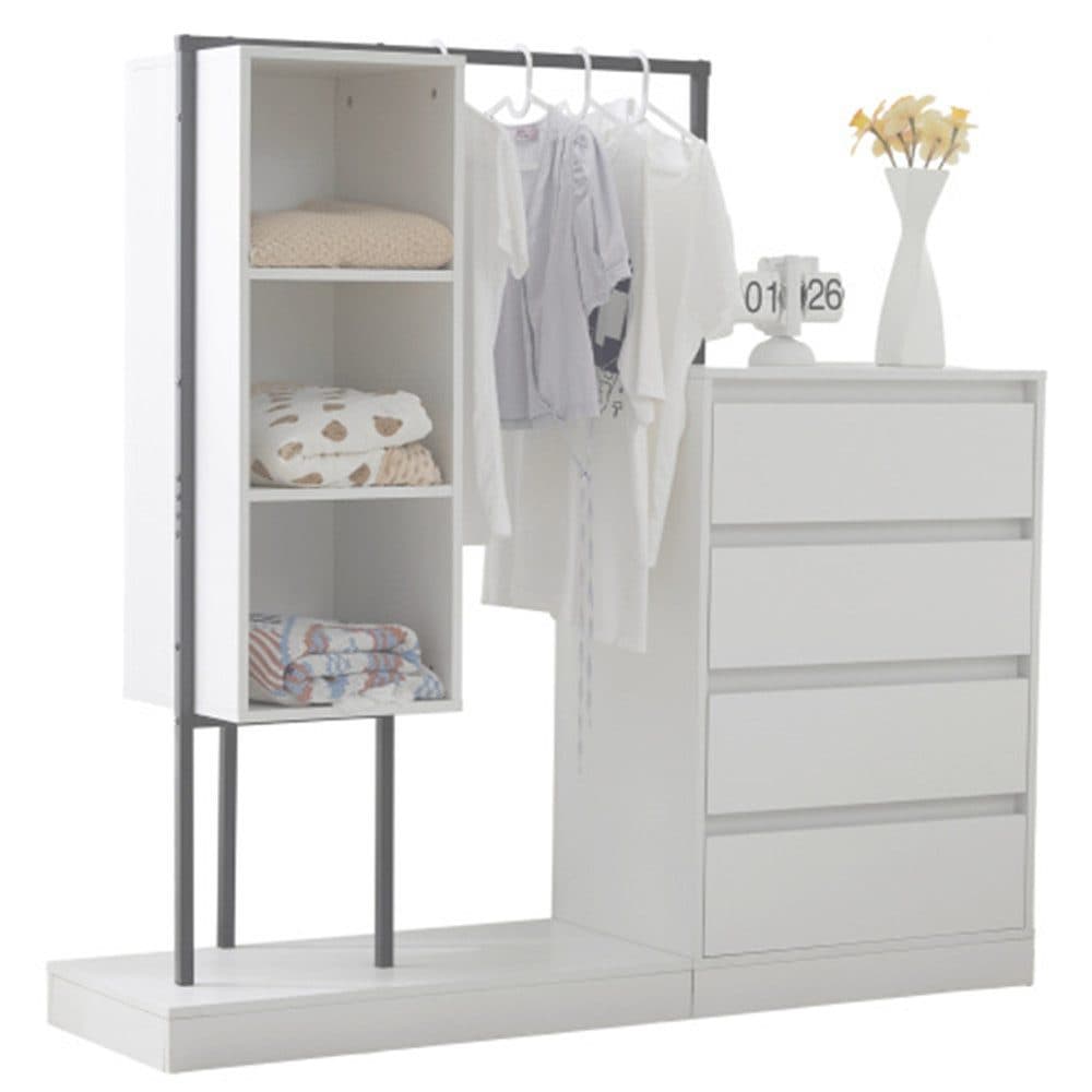 XDeer Kleiderschrank Schubladenschrank Weiß Schwarz Metall - Bild 2