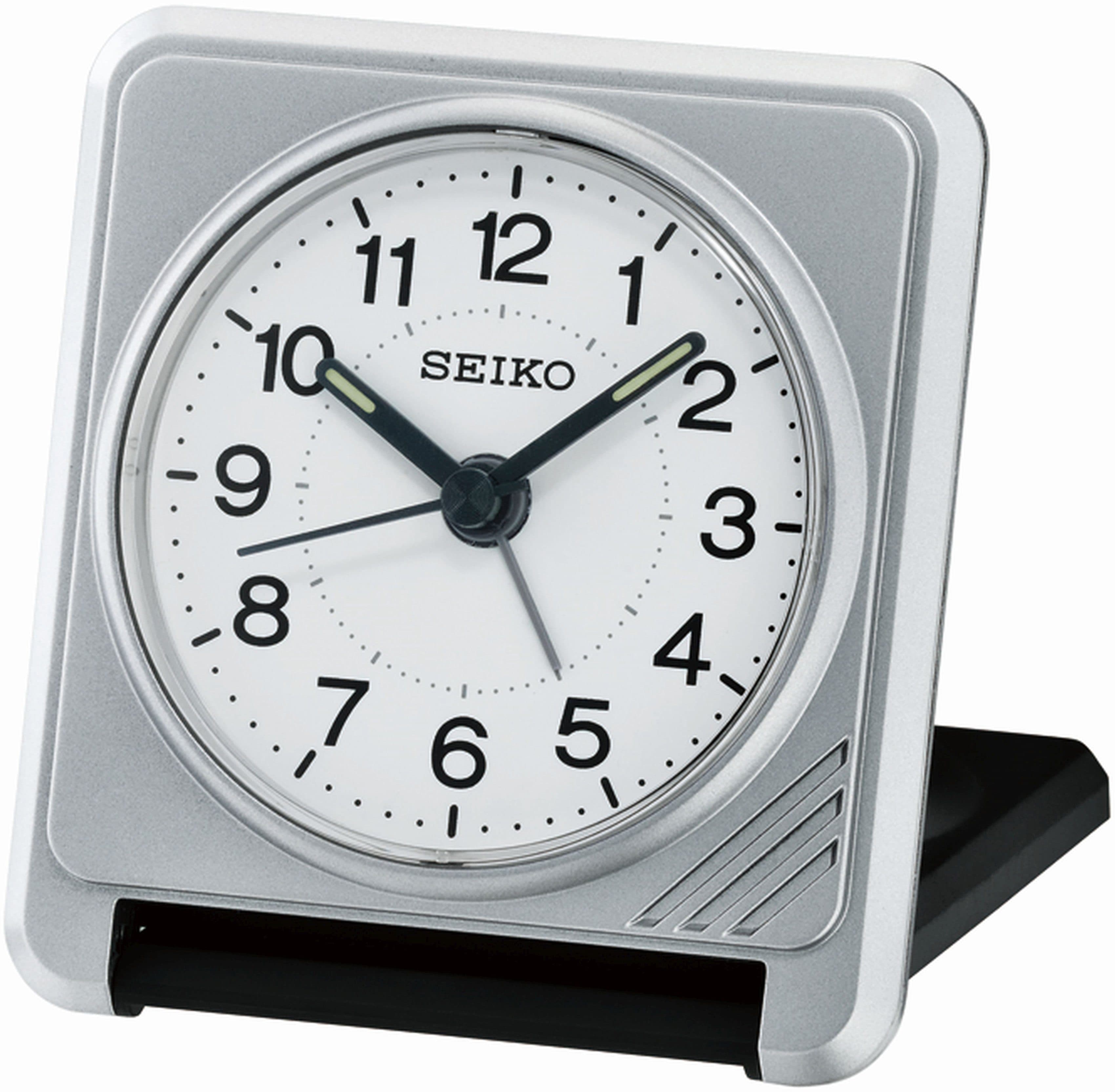 Seiko Reisewecker QHT015S Grau mit Leuchtzeiger und Beleuchtung