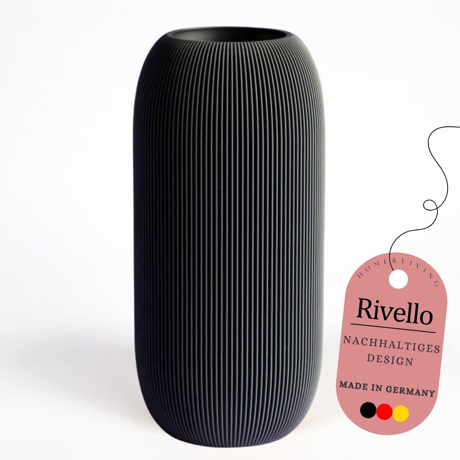 Rivello 3D Vase Schwarz - Skandinavische Bodenvase aus PLA - Bild 2