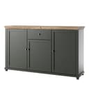 Lomadox Sideboard EPSOM-83 Grün mit Lefkas Eiche Messingfarbene Knopfgriffe Bild 2