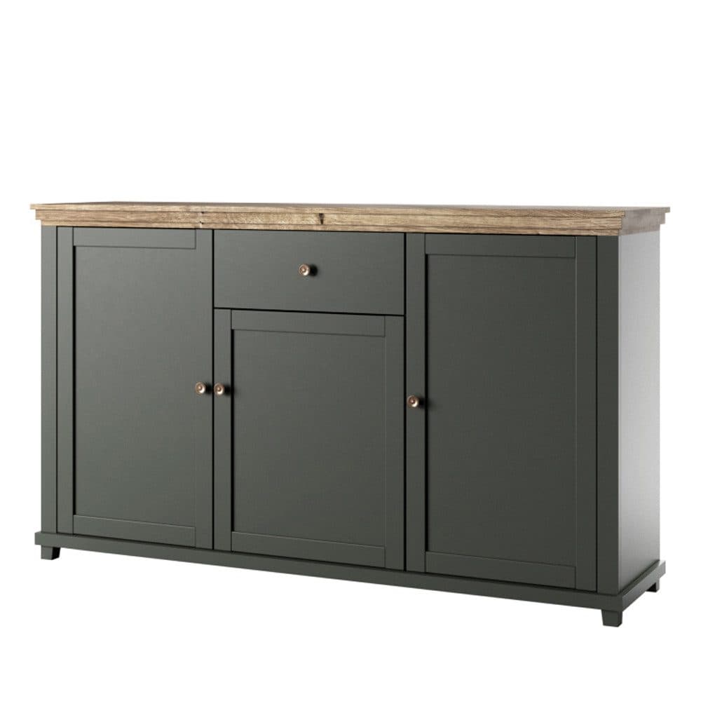 Lomadox Sideboard EPSOM-83 Grün mit Lefkas Eiche Messingfarbene Knopfgriffe - Bild 2