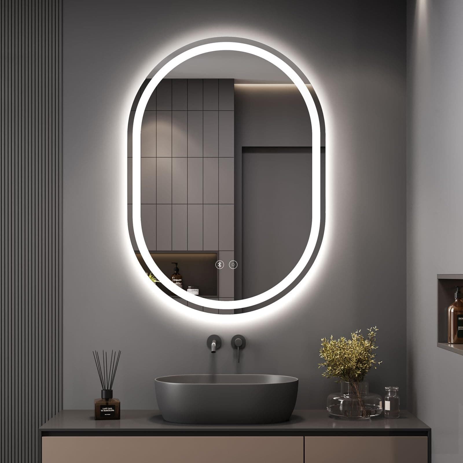 Dripex Badspiegel LED Oval mit Uhr und Bluetooth - Bild 2