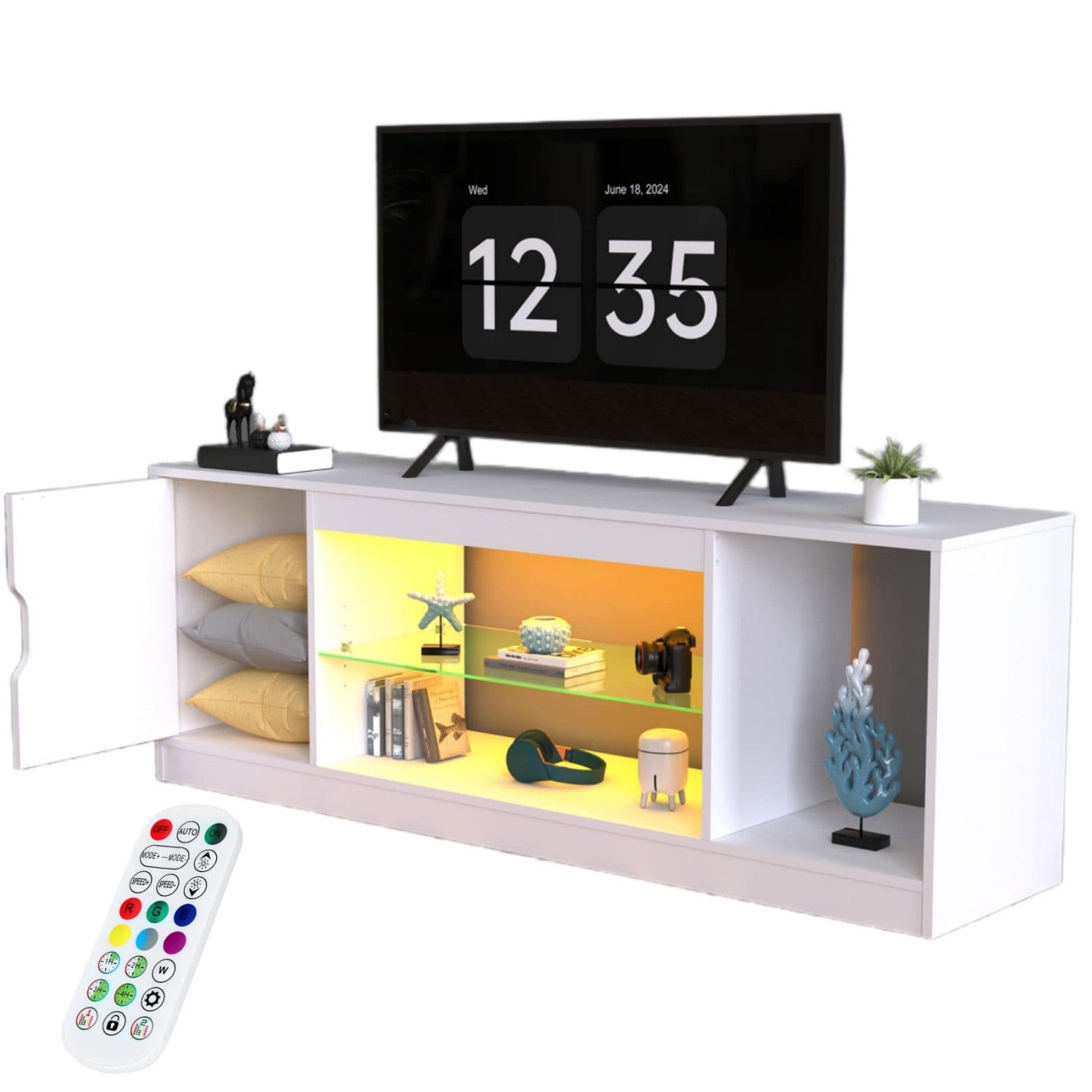 oyajia TV-Schrank Fernsehkommode 148cm mit LED-Beleuchtung - Bild 2