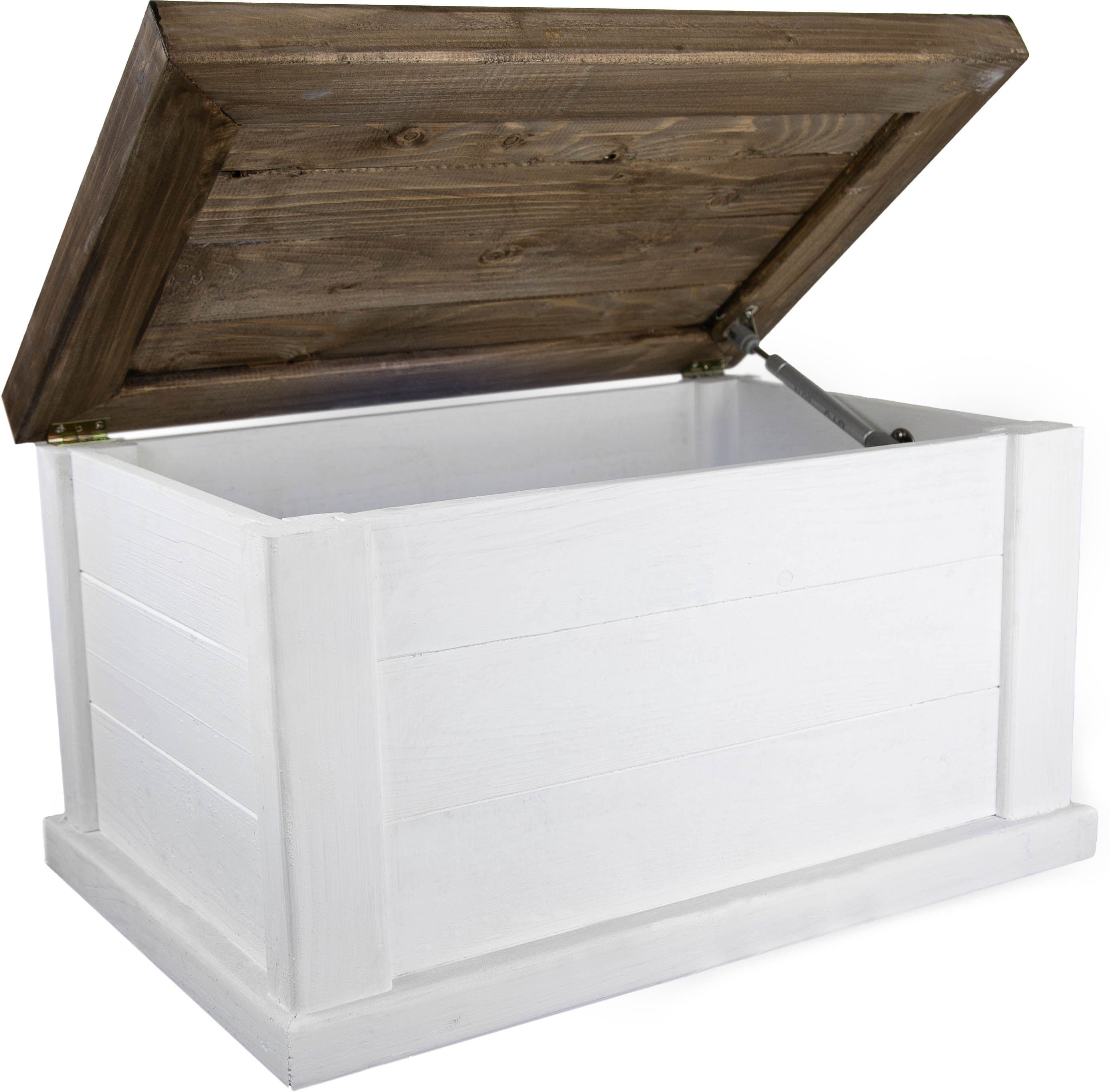 Kistenkolli Altes Land Holztruhe UK Weiss/Braun mit Zylinder-Verschluss - Bild 2