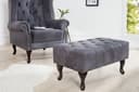 riess-ambiente Fußhocker CHESTERFIELD antik grau mit Massivholzbeinen Bild 2