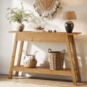 Tribesigns Konsolentisch 110 cm mit 2 Schubladen Massivholz Bild 2