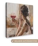 OneMillionCanvasses® Leinwandbild Frau Wein 20x20 cm Bild 2