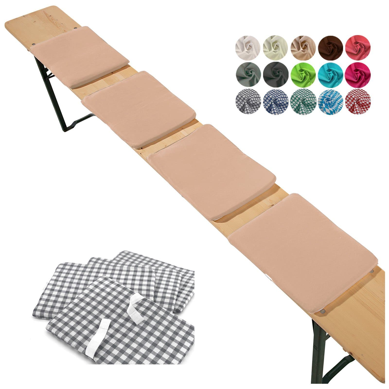 heimtexland Sitzkissen Bierbank 4er Set Beige Polycotton - Bild 2