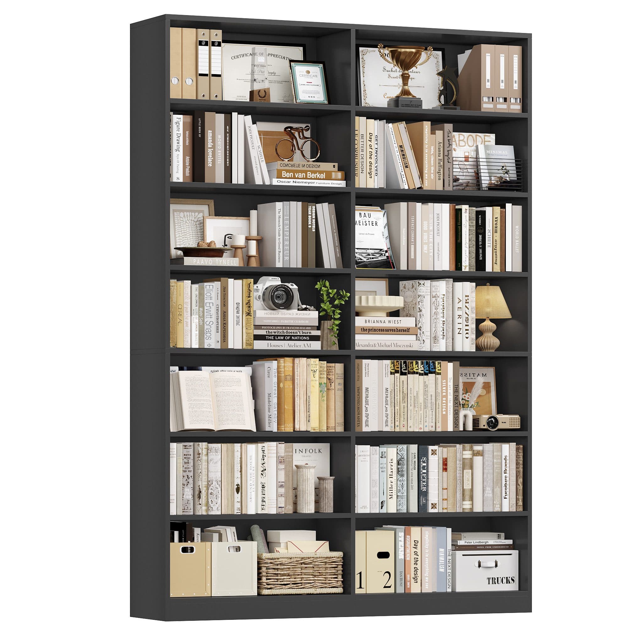 Homfa Bücherregal Schwarz 14 Fächer Standregal - Bild 2