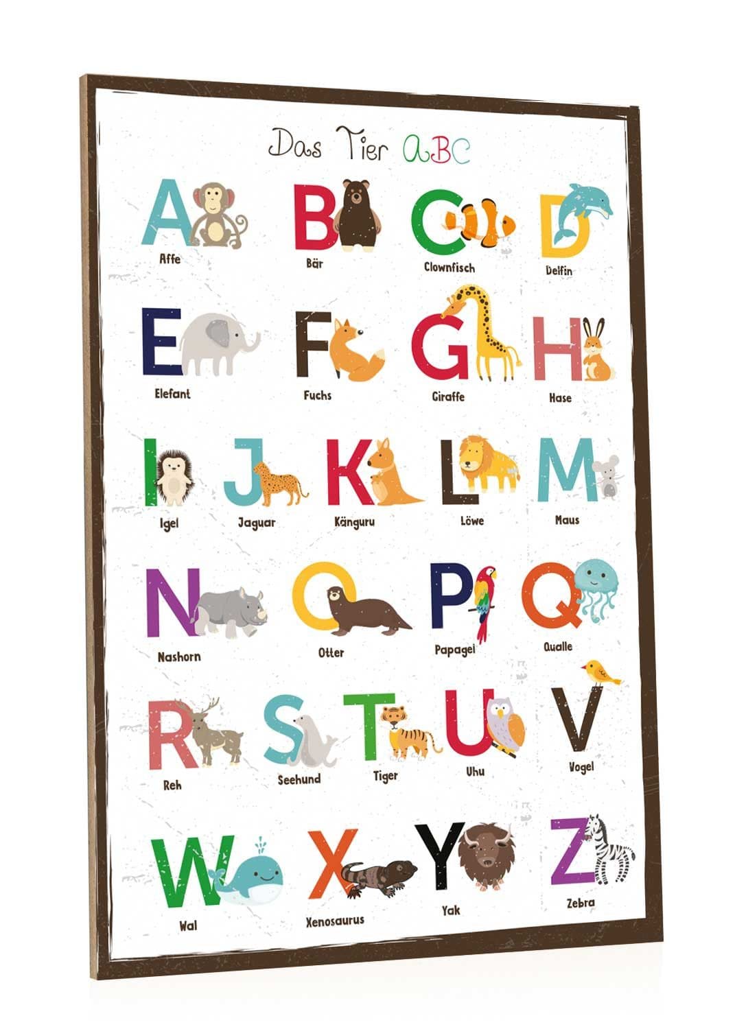 GRAVURZEILE Holzschild mit Spruch - Das Tier ABC - Buchstaben lernen - Bild 2