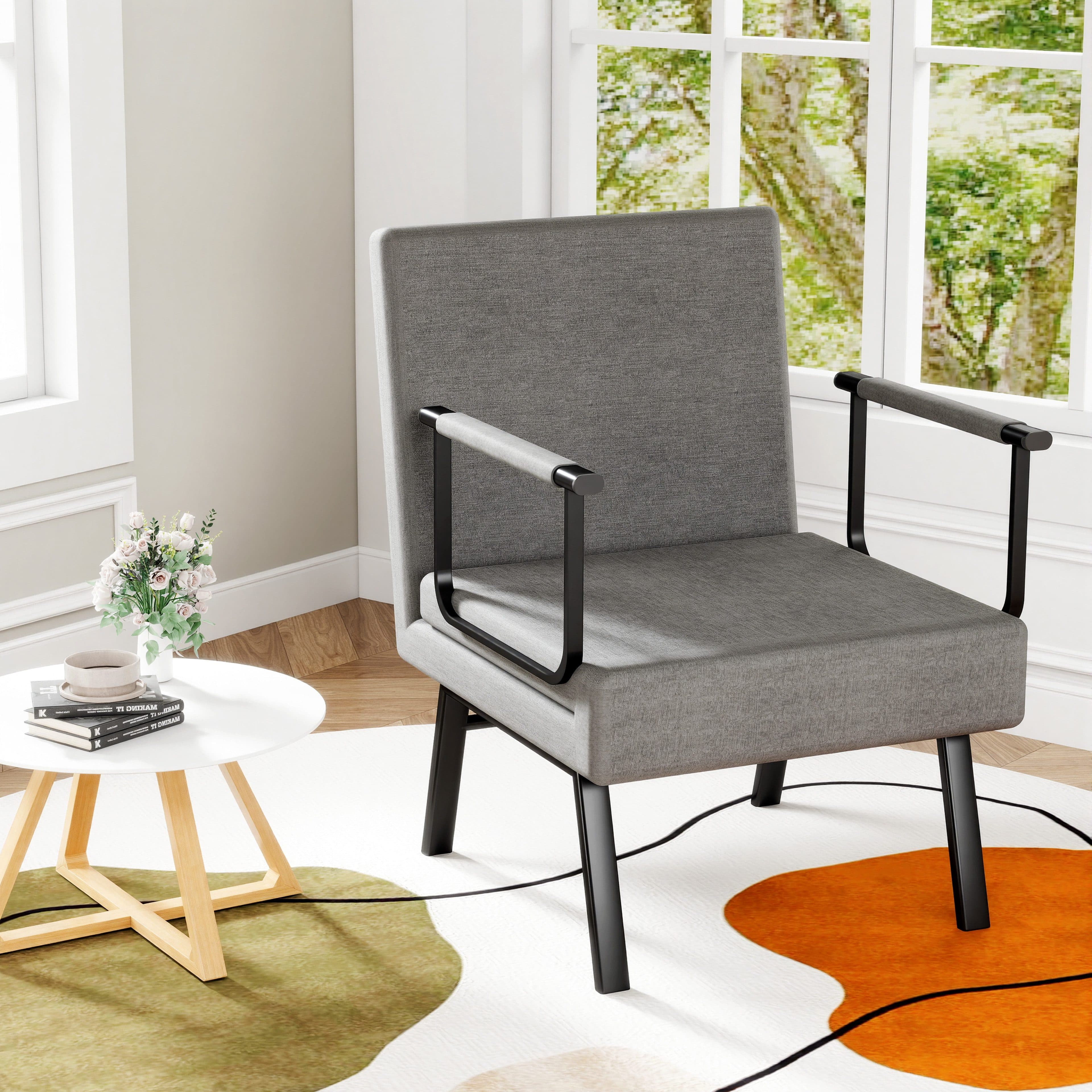 oyajia Schlafsofa 4 in 1 Schlafcouch mit Bettfunktion, Leinen-Touch, Grau - Bild 2
