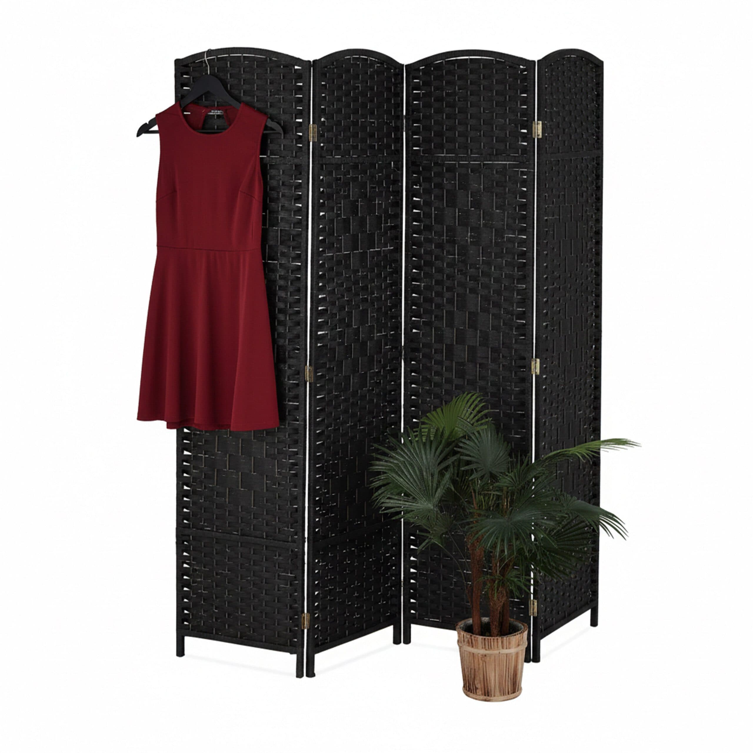 relaxdays Paravent Raumteiler 4-teilig Schwarz Faltbar