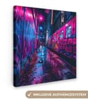 OneMillionCanvasses® Leinwandbild Stadt - Neon - Nacht - Rosa - Graffiti Bild 2