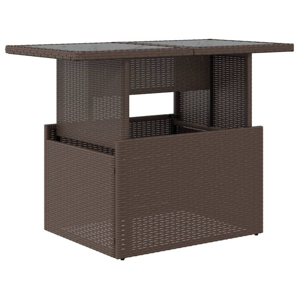 vidaXL Gartentisch mit Glasplatte Braun Poly Rattan - Bild 2