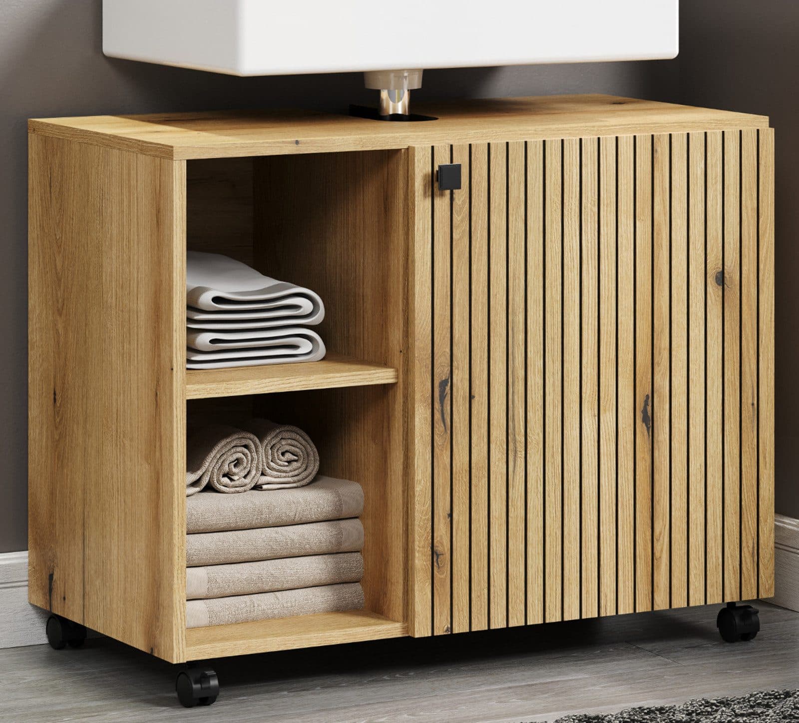 Furn.Design Badschrank Bliss Eiche Schwarz 80cm - Bild 2