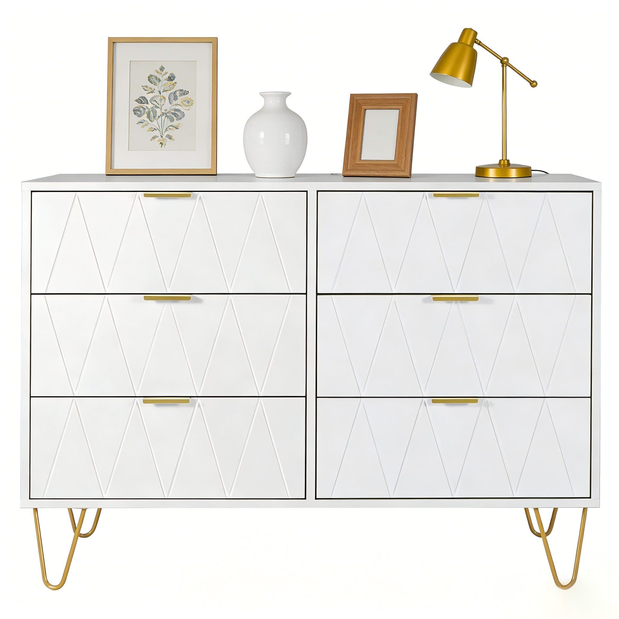 UEV Kommode mit 6 Schubladen, Sideboard für Wohnzimmer Schlafzimmer 100 x 34 x 73 cm - Bild 2